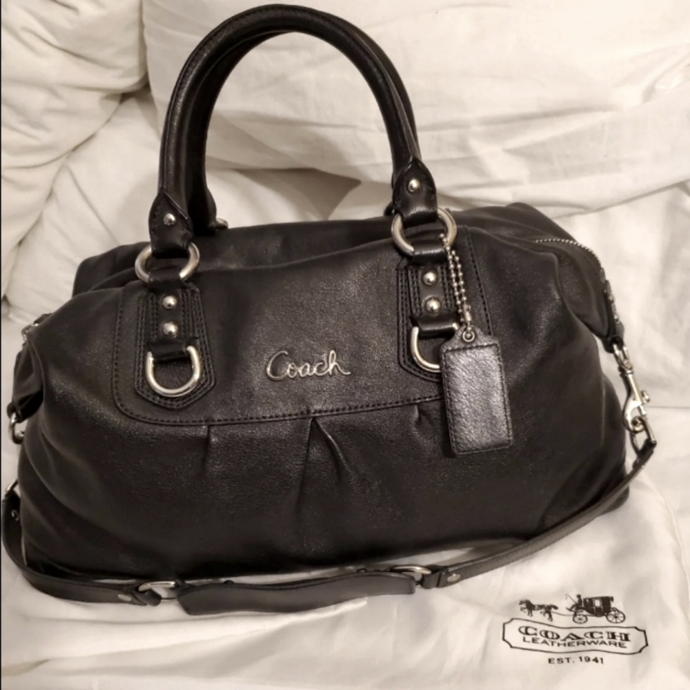 Coach black leather satchel